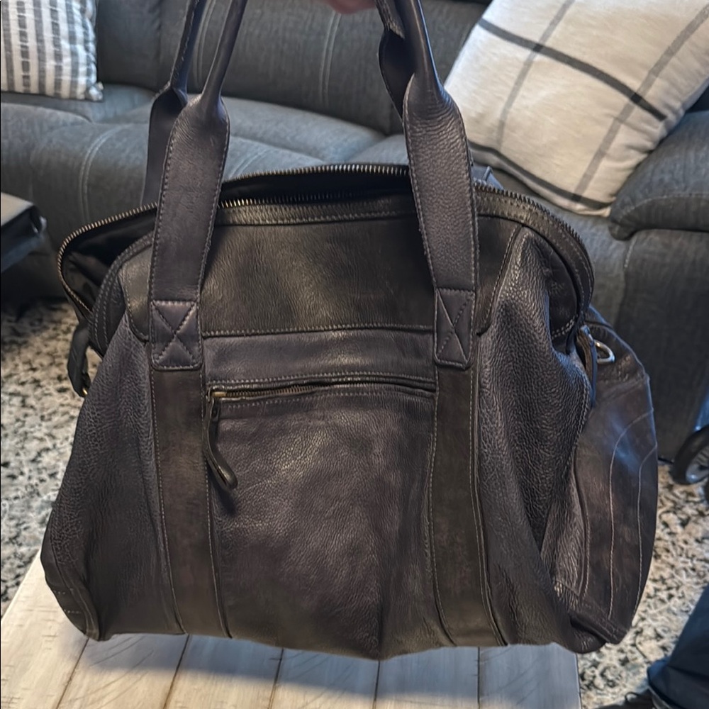 Women's Black Leather Weekender Bag